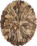 Design reference: round driftwood wall decoration with radiating wood pieces.