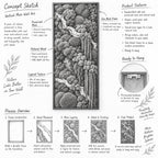 A vertical rectangular wall art piece featuring preserved moss and natural wood branches encased in a slim black frame. The design includes layered moss textures, bark elements, and a pre-mounted hanging bracket on the back.