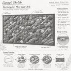 A rectangular moss wall art piece featuring preserved moss in varied textures and round clusters, interspersed with natural bark wood strips. The artwork is encased in a slim black frame and includes pre-mounted hardware on the back.